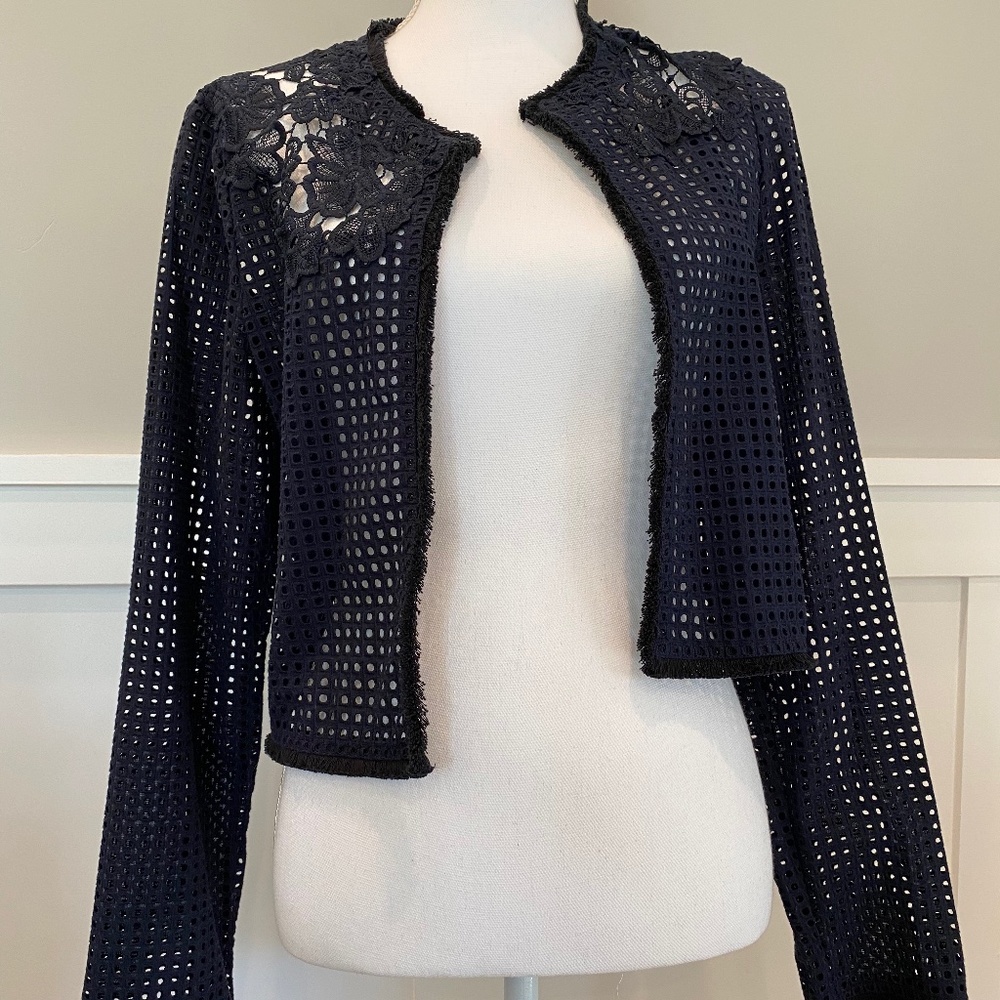 Elie Tahari Cotton Eyelet Crop Jacket - NWT